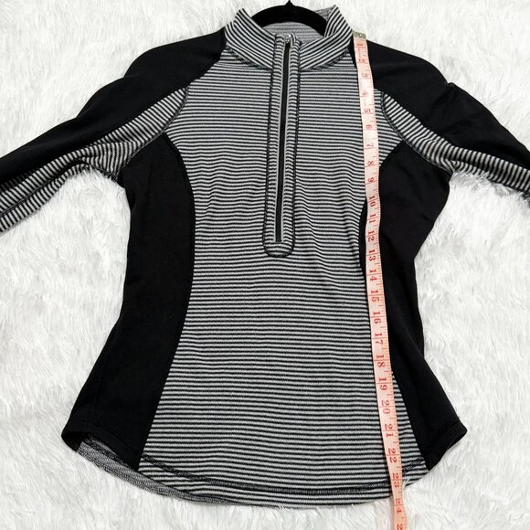 Women Lululemon Run: U-Turn Pullover Mini Check Pique Black White Slim Fit - Picture 7 of 7
